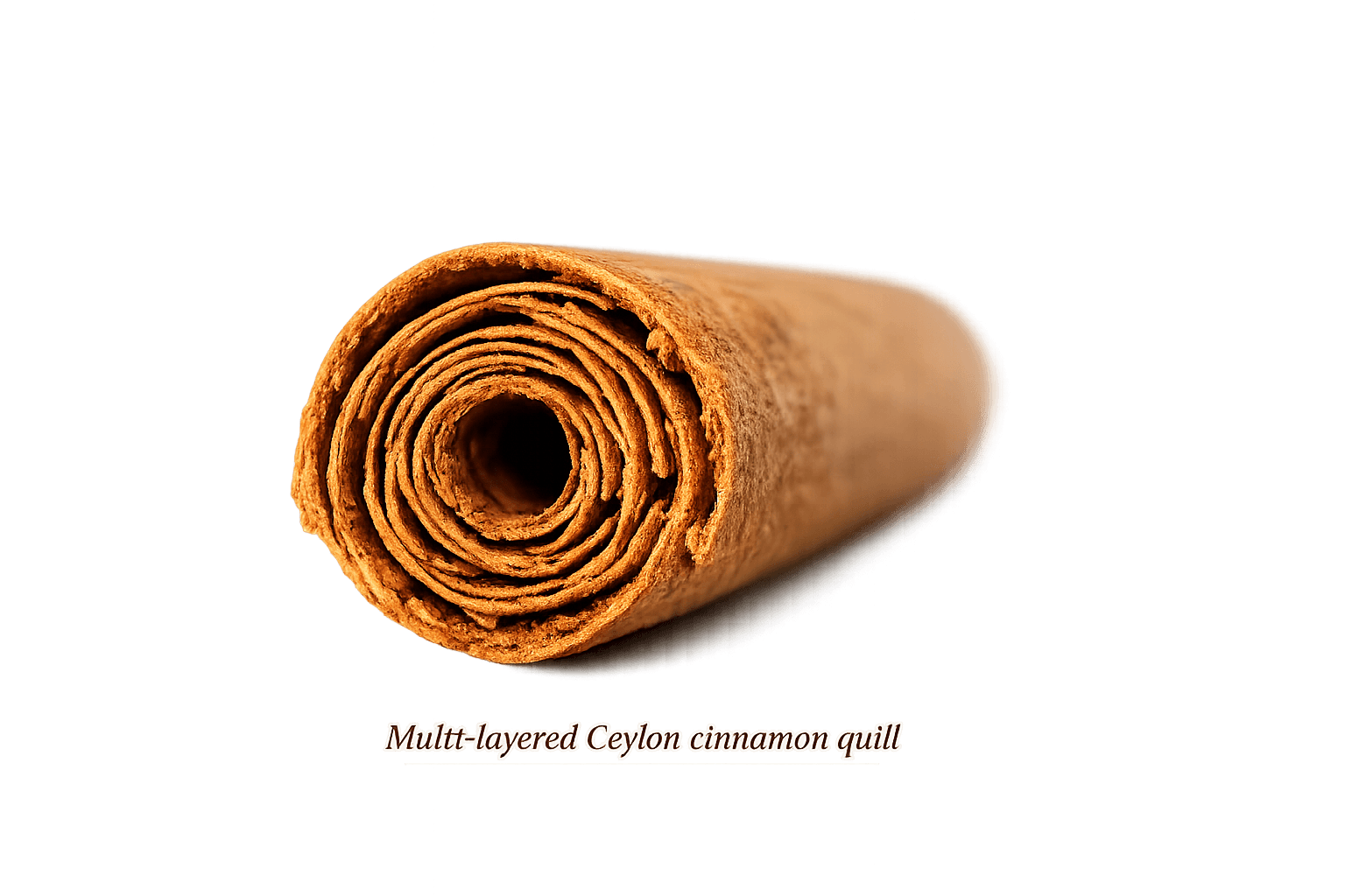 Cut Ceylon cinnamon quill showing layered inner bark